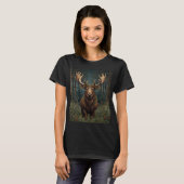 Rustige Kerst eland hert boho bos boslandschap T-shirt (Voorkant volledig)
