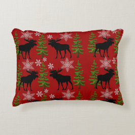 Rustige Kerst Eland Rood en Zwart  Accent Kussen