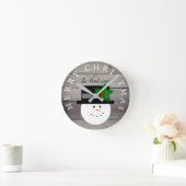 Rustige kerst Farmhouse Faux Wood Snowman Ronde Klok (Huis)