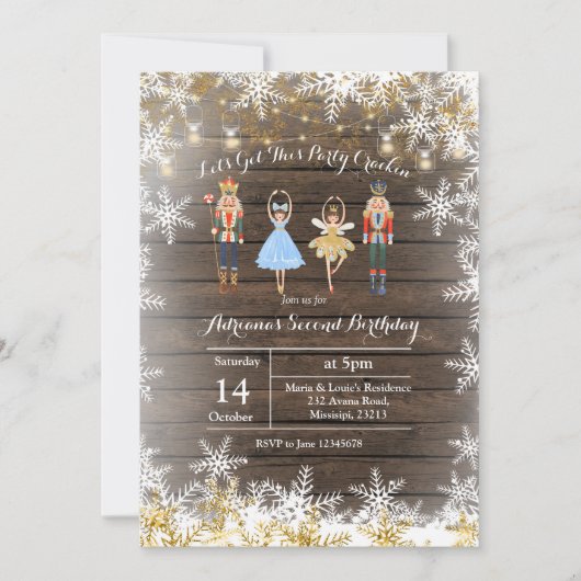 Rustige kerst Glitter Birthday Invite Kaart (Voorkant)
