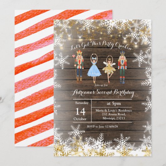 Rustige kerst Glitter Birthday Invite Kaart (Voorkant / Achterkant)