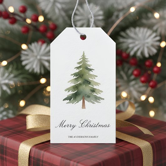 Rustige Kerst Groen Boom | Prettig Kerst Cadeau Cadeaulabel