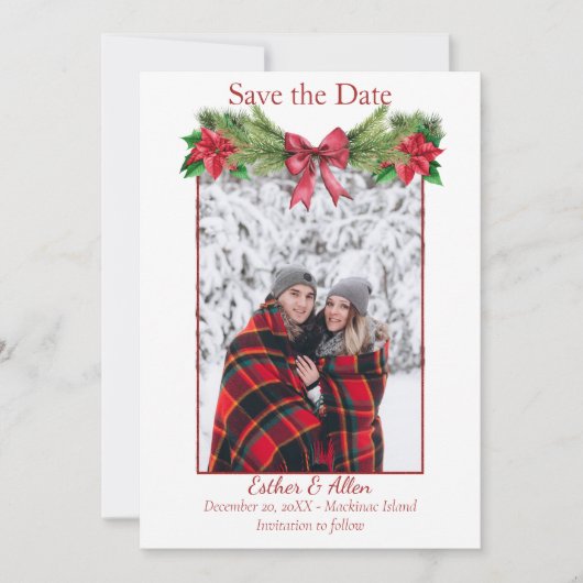 Rustige Kerst Huwelijksuitnodiging Save the Date (Voorkant)