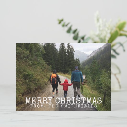 Rustige kerst in de bergachtige heekfamilie feestdagenkaart (Staand voorkant)