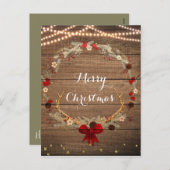 Rustige Kerst Kranz met Geweien van Hout & Lichtje Feestdagenkaart (Voorkant / Achterkant)