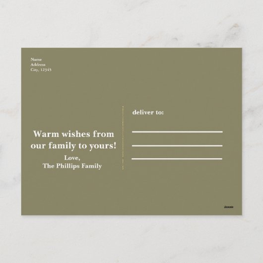 Rustige Kerst Kranz met Geweien van Hout & Lichtje Feestdagenkaart (Achterkant)