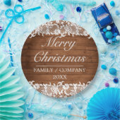 Rustige kerst met hout en witte kant papieren bordje (Feest)