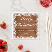 Rustige kerst met hout en witte kant servet (Insitu)