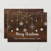 Rustige kerst met kerst en snowflake hout feestdagenkaart (Voorkant / Achterkant)