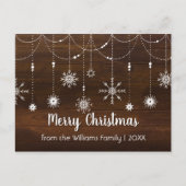 Rustige kerst met kerst en snowflake hout feestdagenkaart (Voorkant)