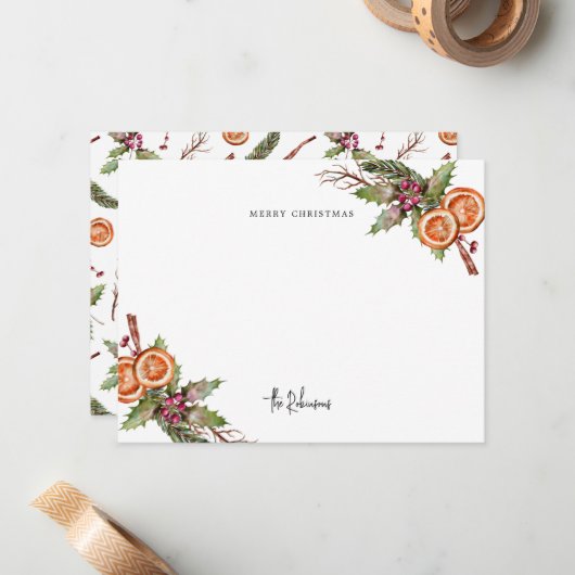 Rustige kerst notitiekaartje (Voorkant / Achterkant in situ)