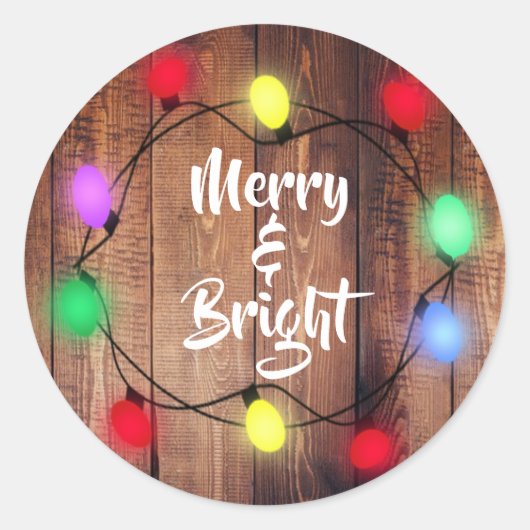Rustige Kerst stickers voor 'Merry & Bright' feest (Voorkant)