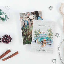 Rustige kerstakelkaartje voor vrachtwagens feestdagenkaart