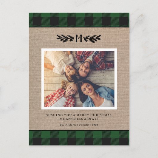 Rustige kerstavond Monogram Foto Holiday Briefkaart (Voorkant)