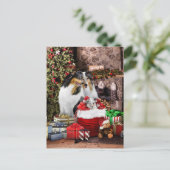 Rustige kerstavond, ruw collie Honden - Holiday Briefkaart (Staand voorkant)