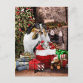 Rustige kerstavond, ruw collie Honden - Holiday Briefkaart (Voorkant)