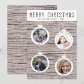 Rustige kerstballen Familie Foto Collage Feestdagenkaart (Voorkant / Achterkant)