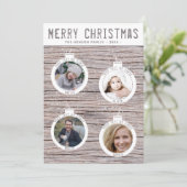 Rustige kerstballen Familie Foto Collage Feestdagenkaart (Staand voorkant)