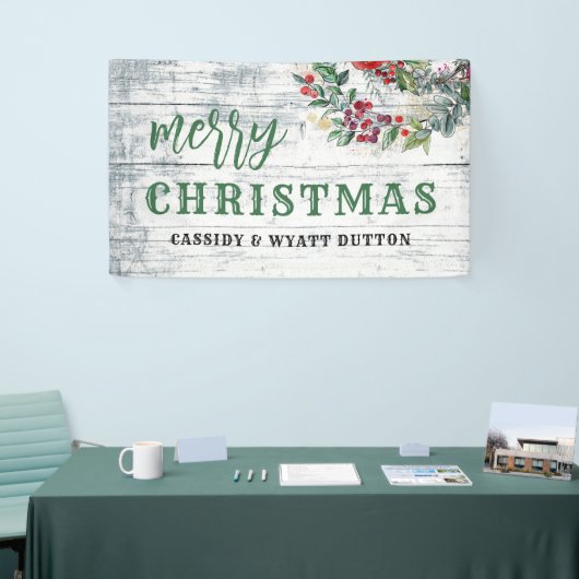 Rustige kerstbeker Hood Holly Berries Spandoek (Beurs)