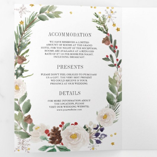 Rustige kerstbeker monogram QR Code Weddenschap Drieluik Uitnodiging (Binnenzijde eerst)