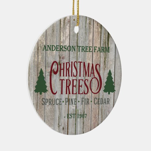 Rustige kerstbomen Boerderij Jouw naam Keramisch Ornament (Rechts)
