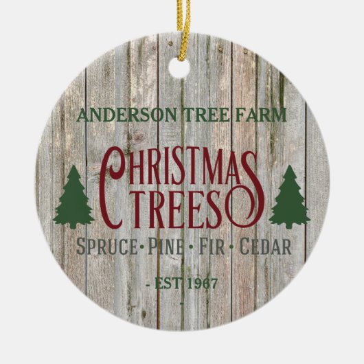 Rustige kerstbomen Boerderij Jouw naam Keramisch Ornament (Voorkant)