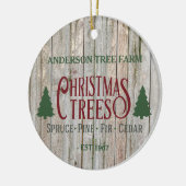 Rustige kerstbomen Boerderij Jouw naam Keramisch Ornament (Links)