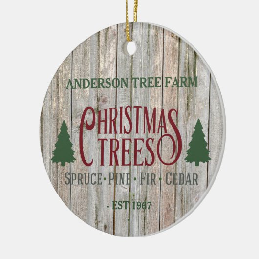 Rustige kerstbomen Boerderij Jouw naam Keramisch Ornament (Links)