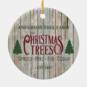 Rustige kerstbomen Boerderij Jouw naam Keramisch Ornament (Achterkant)