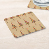 Rustige kerstbomen kartonnen onderzetters (Schuin)