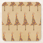 Rustige kerstbomen kartonnen onderzetters (Voorkant)