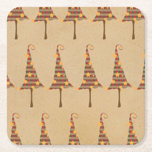 Rustige kerstbomen kartonnen onderzetters (Voorkant)