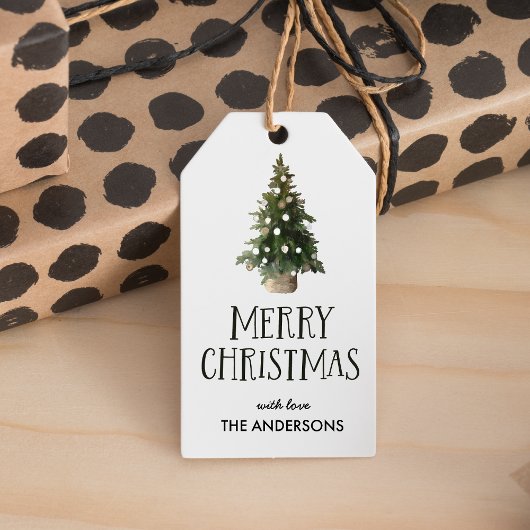 Rustige kerstbomen - Labels met cadeautjes Cadeaulabel