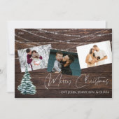 Rustige kerstboom 3 Foto's en licht, houten Kaart (Voorkant)