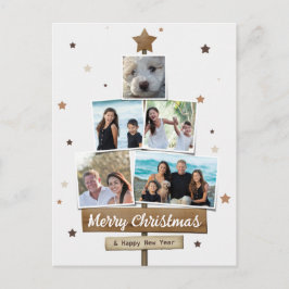 Rustige kerstboom | 5 Foto's collage Feestdagenkaart
