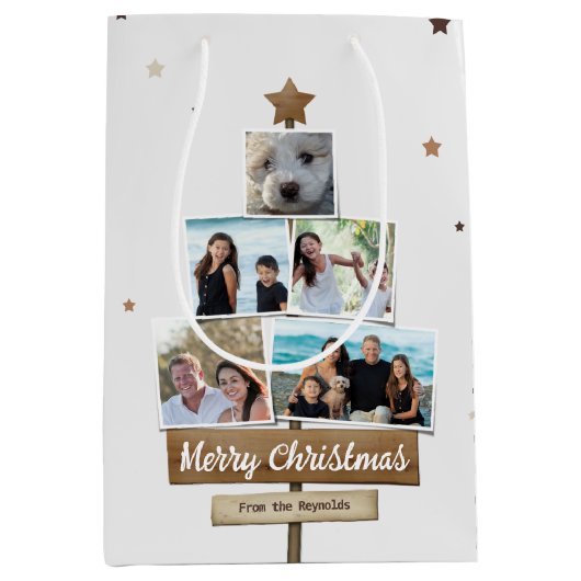 Rustige kerstboom | 5 Foto's collage Medium Cadeauzakje (Voorkant)
