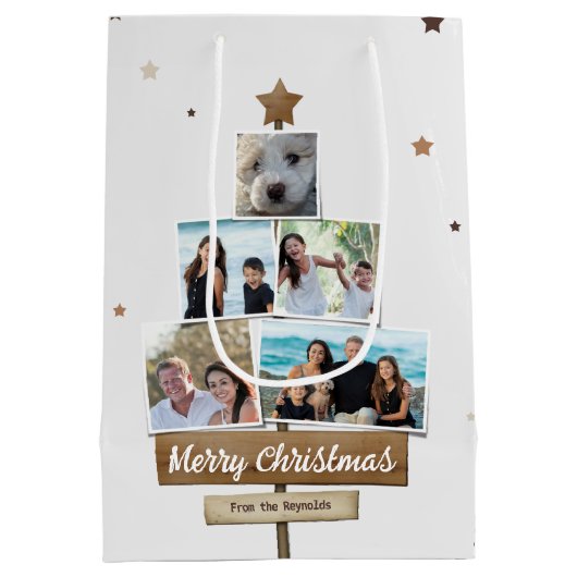 Rustige kerstboom | 5 Foto's collage Medium Cadeauzakje (Achterkant)