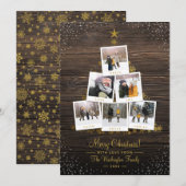 Rustige kerstboom 6-fotokaart met hout en gouden k kaart (Voorkant / Achterkant)