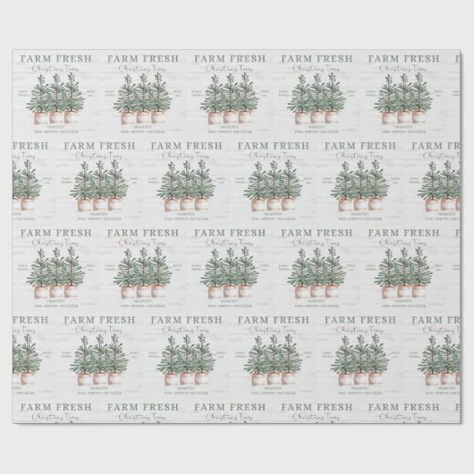 Rustige kerstboom Boerderij Label Holiday Cadeaupapier (Vlak)