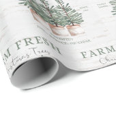 Rustige kerstboom Boerderij Label Holiday Cadeaupapier (Rol Hoek)