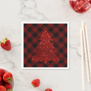 Rustige Kerstboom Buffalo Plaid Moderne Schachbret Servet