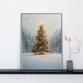Rustige Kerstboom in Besneeuwde Open plek Poster