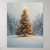 Rustige Kerstboom in Besneeuwde Open plek Poster (Voorkant)