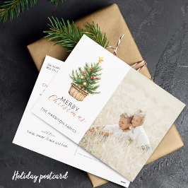 Rustige Kerstboom in Mand Foto Feestdagenkaart