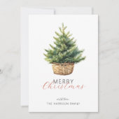 Rustige Kerstboom in Mandje Plat Feestdagenkaart (Voorkant)