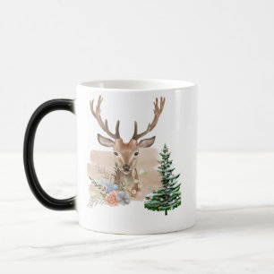 Rustige Kerstboom met Bruin-Beige Aquarel Magische Mok