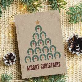 Rustige kerstboom met Hoefijzer Briefkaart