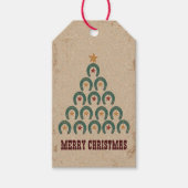 Rustige kerstboom met Hoefijzer Cadeaulabel (Voorkant)