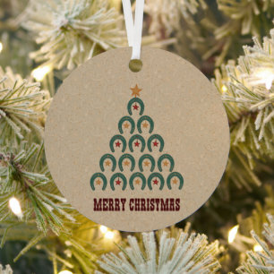 Rustige kerstboom met Hoefijzer Metalen Ornament