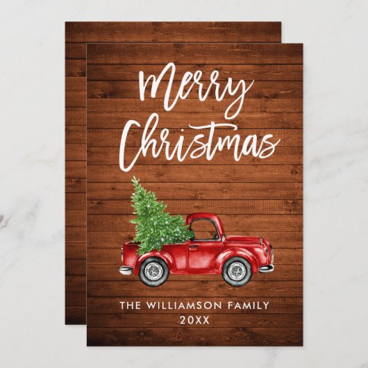 Rustige   kerstboom penseel feestdagenkaart (Voorkant / Achterkant)